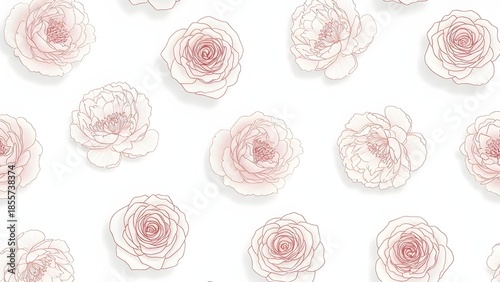 Hand-painted blush watercolor roses/peonies with light line art on clean white