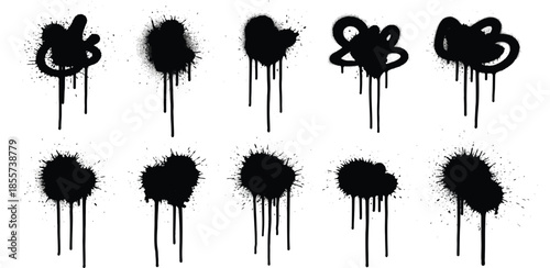 Adobe Illustrator ArCollection of distressed black heart and cloud shapestwork