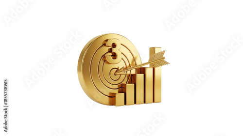 Golden target with growth chart