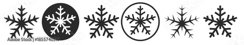 snowflakes icons on black and white background