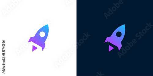 Vibrant gradient rocket icon symbolizing swift progress, innovation, and digital startup success, an emblem for ambitious projects and technological advancement