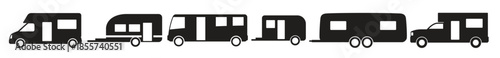 set of isolated icons on a theme travel trailers 