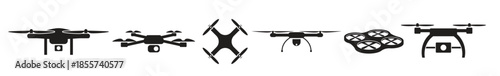set of isolated icons on a theme uav camera black color 