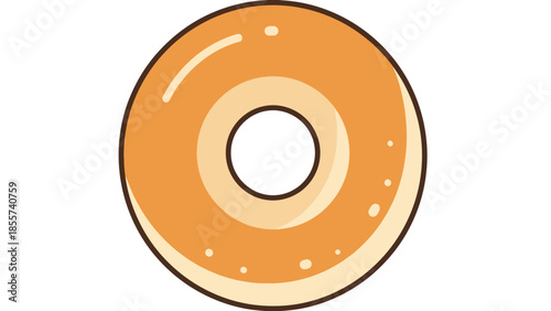 A simple, stylized illustration of a glazed donut with a hole in the center, presented against a white background.