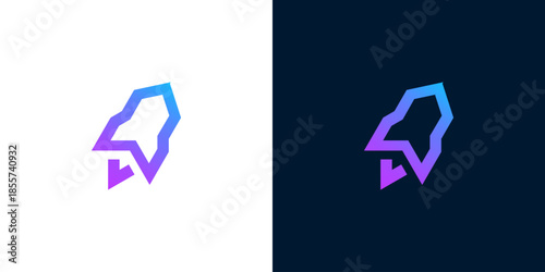 Sleek modern geometric rocket icon, brilliantly designed with a vibrant gradient, embodying innovation, rapid progress, and visionary business growth for digital ventures and tech startups