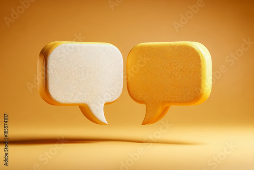 Two overlapping speech bubble icons, team conversation and collaboration communication symbol