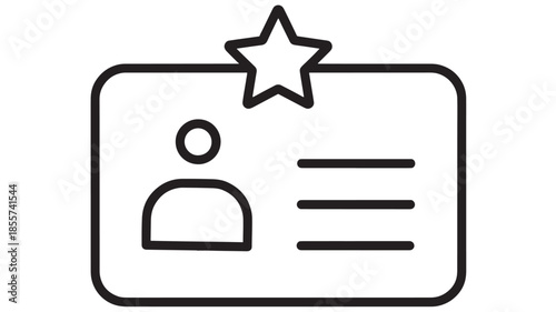 Simple identification card design with a person icon star on transparent background silhouette