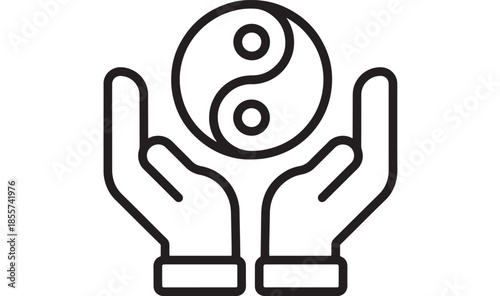 Hands cradling yin yang symbol a balanced design on transparent background silhouette