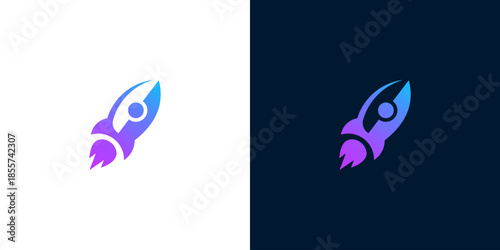 Vibrant Gradient Rocket Ship Icon Symbolizing Speed and Innovation