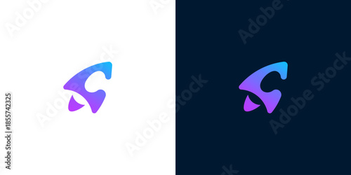 Modern Gradient Abstract Logo Design Featuring a Stylized Rocket or Arrow Shape