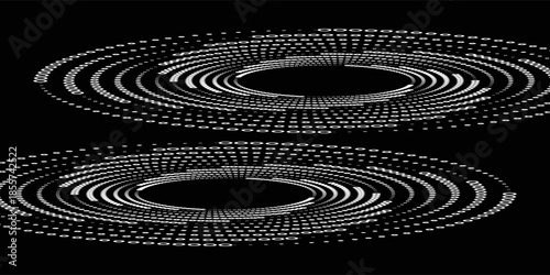 Dotted circular logo. circular concentric dots isolated on the white background. Halftone fabric design