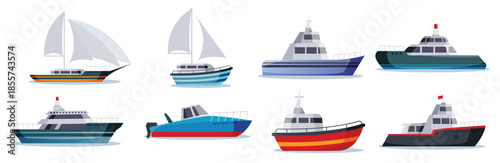 sea ships isolated in flat style vector illustration