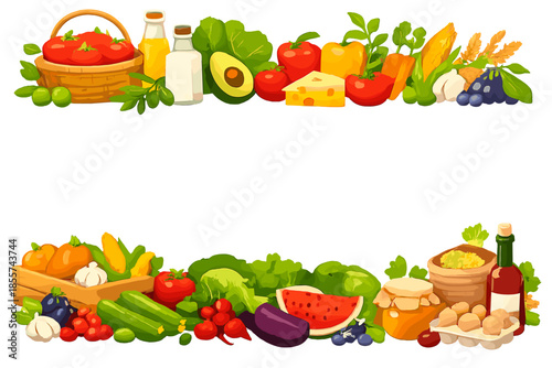 Vibrant Healthy Foods Border with Copy Space