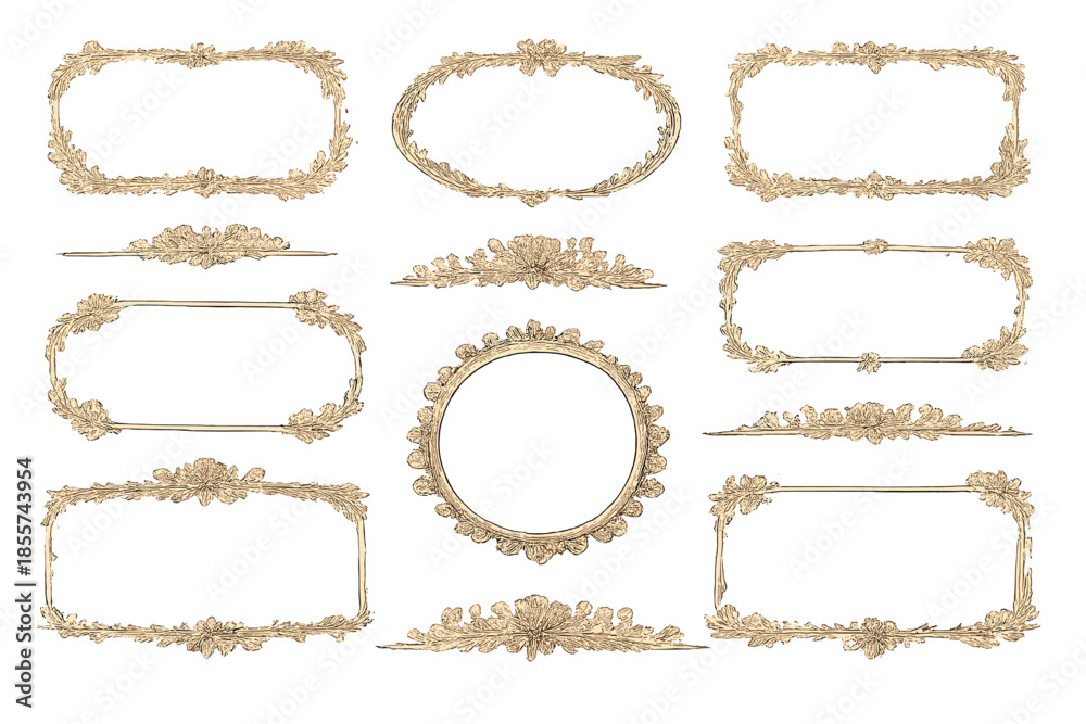 Obraz premium Vintage Ornate Frames and Ornaments Set