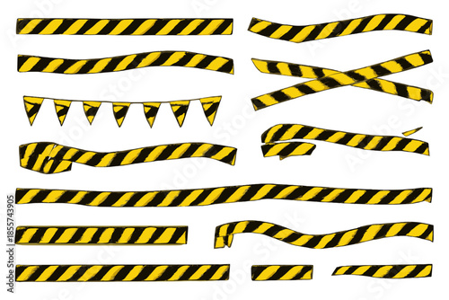 Yellow and Black Hazard Stripes Graphic Elements