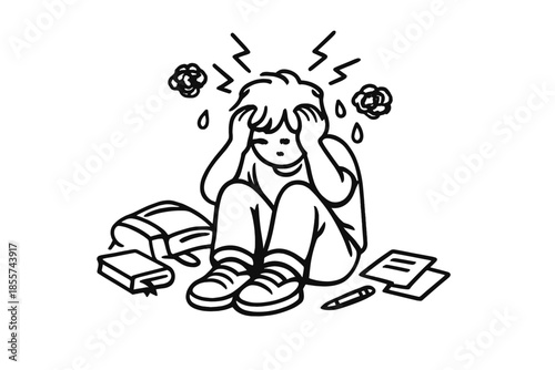 Stressed Student Overwhelmed by Studies