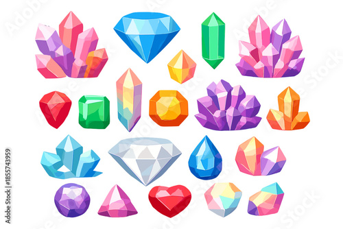 Colorful Gems and Crystals Background