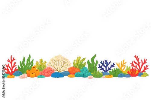 Underwater coral reef scene with colorful marine life