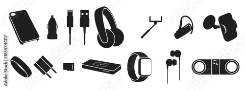  set of icons on a theme accessories supplies for mobile 