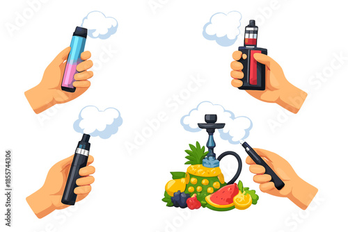 Diverse Vaping and Hookah Collection with Fruit Flavors
