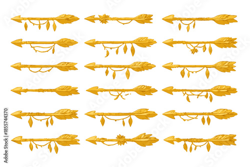 Golden Arrows with Feathers and Beads Pattern Background