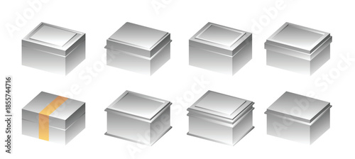 silver tin box vector