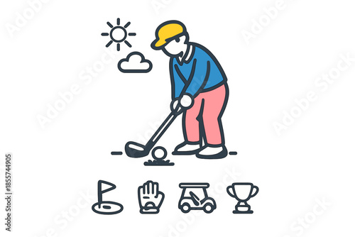 Golfer Swinging Club Icon