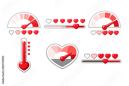 Valentine's Day gauges and heart-shaped progress bars