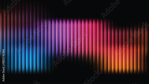 Neon ripple glass gradient on deep midnight. Sharp ribbed distortion, cinematic glow; futuristic texture background, vector illustration