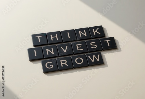 Motivational Text Blocks: Think, Invest, Grow for Personal Development