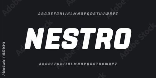 Modern futuristic style alphabet display font vector illustration. Jupiter typeface