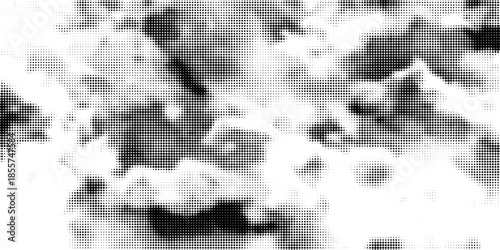 Black Comic Texture On White Background. Old Paper. Modern Dotted Futuristic Backdrop. Fade Noise Overlay. Half Tone Noise. Abstract Wall Pattern. Vector Illustration, Eps 10.