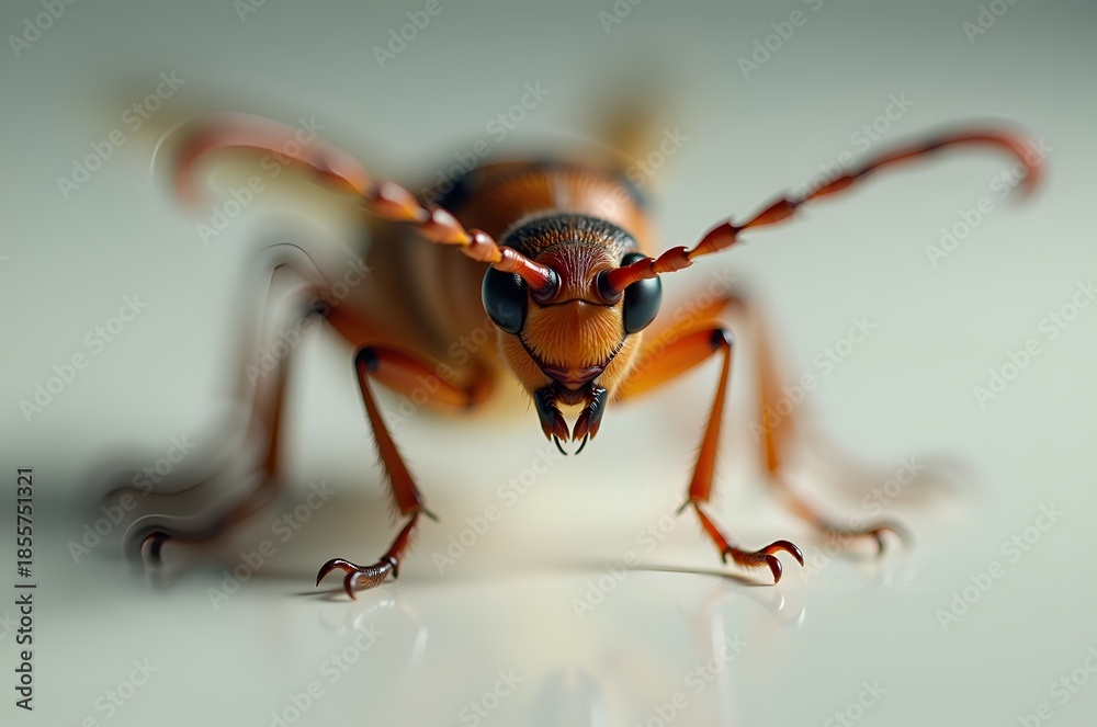 Naklejka premium Close-up of a Brown Longhorn Beetle