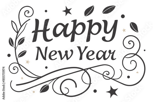 Happy New Year celebration with elegant design and starry night background
