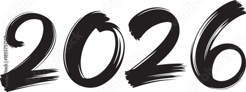 2026 brushstroke number vector for new year calendar poster