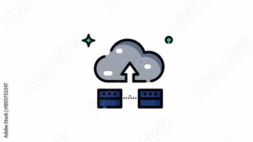 Cloud server connection symbol for technology concepts. Suitable for cloud computing, data storage, networking, and it infrastructure visual representation.