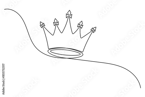 Religious or imperial crown with cross symbols in continuous line art, royal monarch heraldry illustration.
