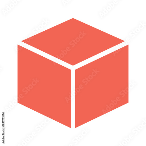 Red Cube Icon Vector