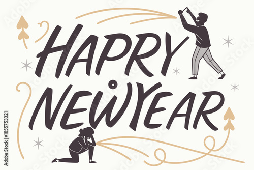 Happy New Year celebration with joyful people