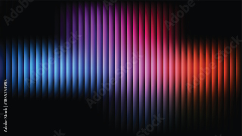 Neon ripple glass gradient on deep midnight. Sharp ribbed distortion, cinematic glow; futuristic texture background, vector illustration