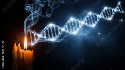 Candle and DNA Helix Concept Smoke Light Science. Concept featuring candle, dna, helix, smoke, light.