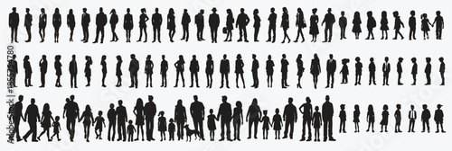 people silhouette set man woman silhouettes crowd of people