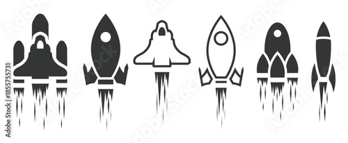 set of isolated elements rocket black