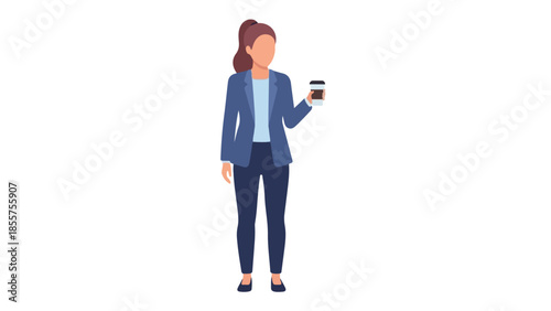 Professional Woman Holding Coffee Cup in Business Attire