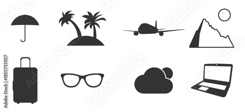 set of isolated icons on a theme travel 