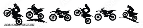 silhouette set of adventure motorcycles for off road biking