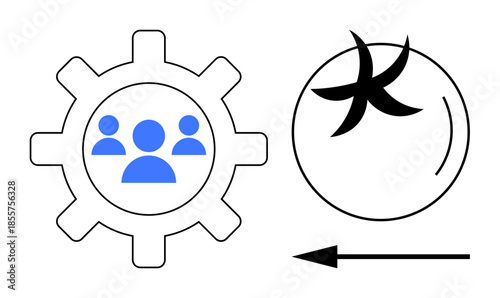 Team collaboration concept. Teamwork symbol inside gear for group operations and workflow. Team collaboration improves efficiency and communication. For business, management systems, innovation
