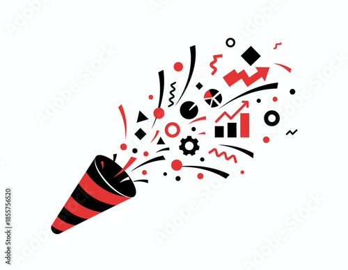 Megaphone amplifying trendy corporate concepts with flashy vector illustrations in a flat design style