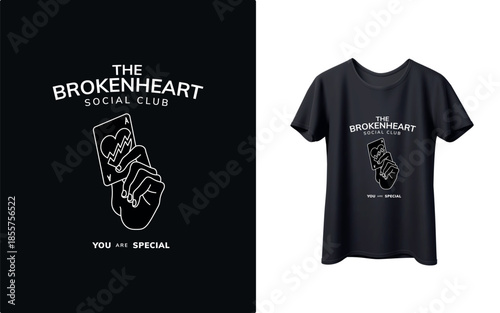The Brokenheart Social Club t-shirt design with unique hand holding ace of hearts