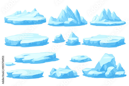 Collection of Glowing Icebergs